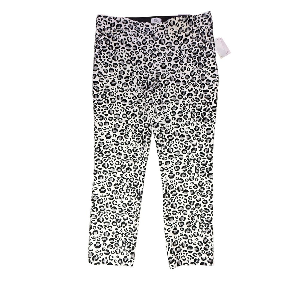 Kim Rogers Petite Pull-On Tummy Control Leopard Print Pants Size 14P Ivory